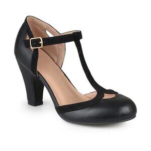 Journee Collection Womens Size 11 Olina T Strap Round Toe Pumps Heels Black $89